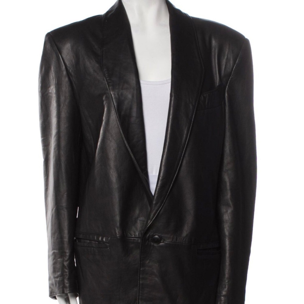 MICHAEL HOBAN Vintage Structured Genuine Leather Jacket Tailored Fitted Blazer